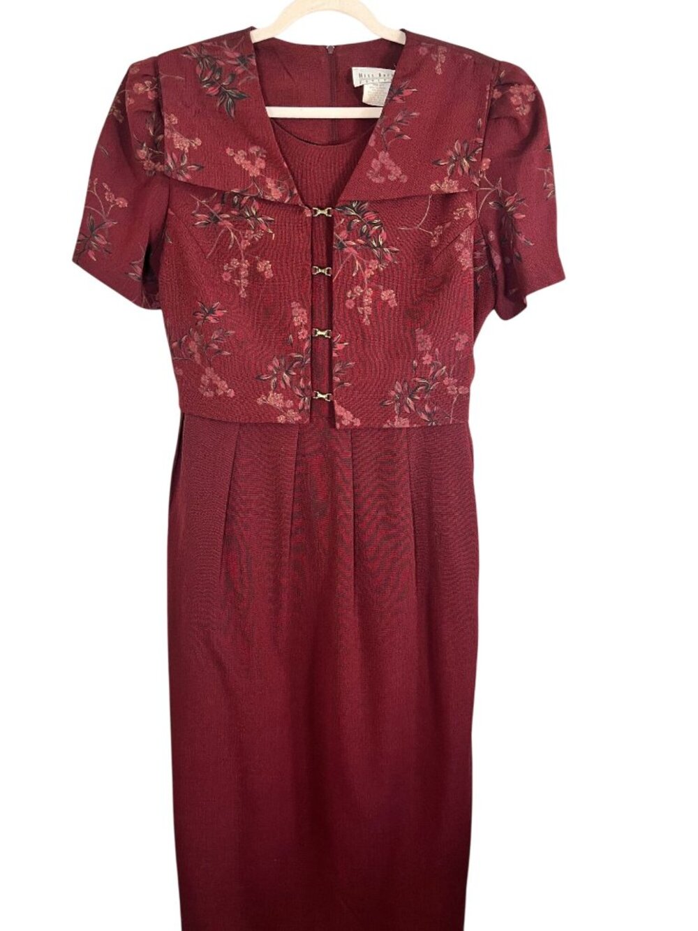 Colorful‎ Floral Dress Red 16P Retro Mod Secretary 80s